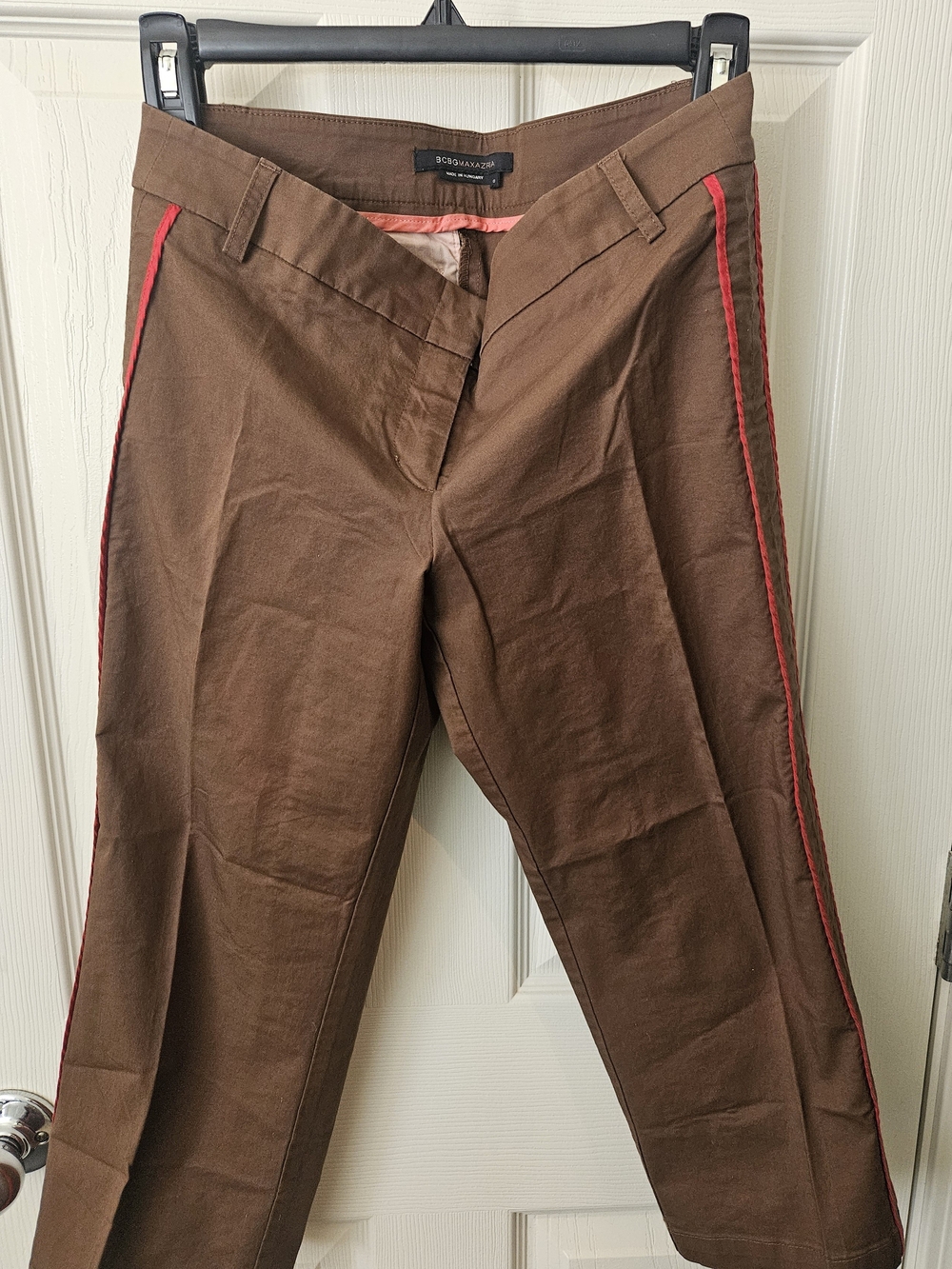BCBGMaxAzria Brown Chinos with Red Side Piping